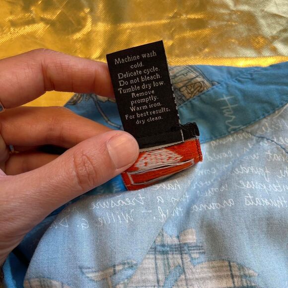 Herley Davidson Blue Motorcycle Print Oversized Shirt Dress Size Biker Boho S - Picture 8 of 8